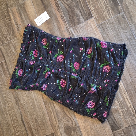 For Love & Lemons Every Rose Sequin Strapless Lined Mini Dress, Size Small - Picture 2 of 11